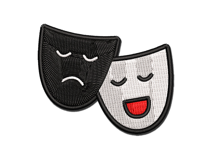 Acting Comedy Drama Masks Theater Carnival Multi-Color Embroidered Iron-On or Hook & Loop Patch Applique