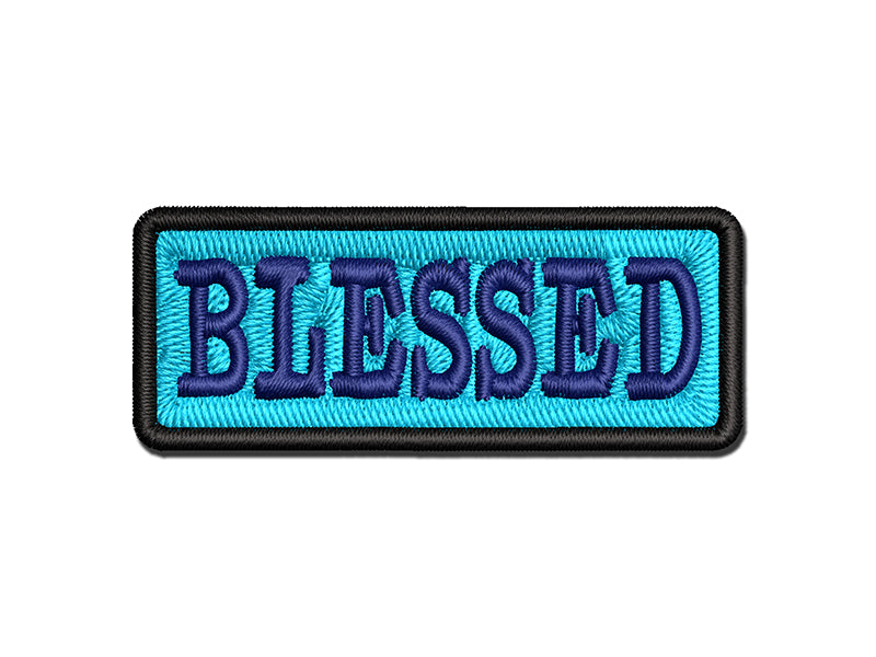 Blessed Text Multi-Color Embroidered Iron-On or Hook & Loop Patch Applique