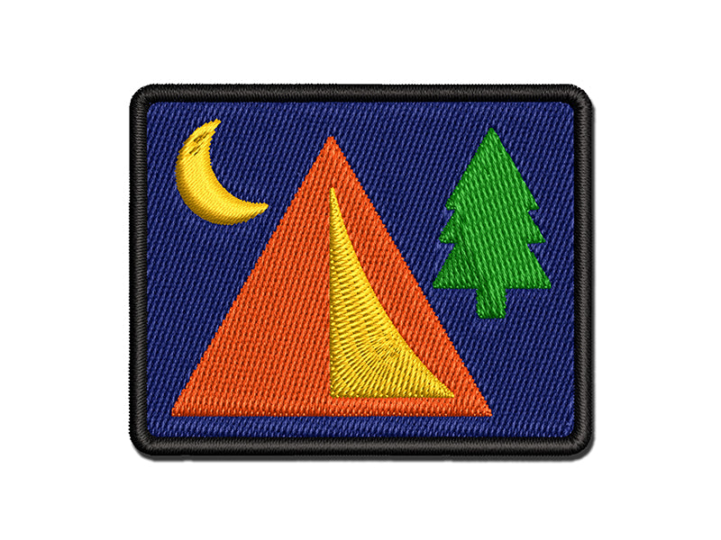 Camping Tent Campsite Multi-Color Embroidered Iron-On or Hook & Loop Patch Applique