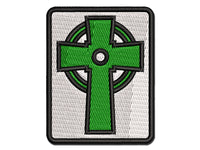 Celtic Cross Simple Outline Multi-Color Embroidered Iron-On or Hook & Loop Patch Applique