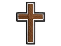 Cross with Outline Christian Multi-Color Embroidered Iron-On or Hook & Loop Patch Applique