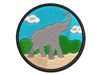 Elephant Trumpeting Solid Multi-Color Embroidered Iron-On or Hook & Loop Patch Applique