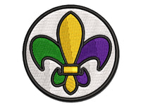 Fleur De Lis French Mardi Gras Elegant Multi-Color Embroidered Iron-On or Hook & Loop Patch Applique