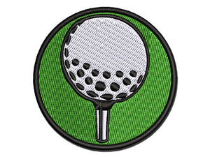 Golf Ball on Tee Multi-Color Embroidered Iron-On or Hook & Loop Patch Applique