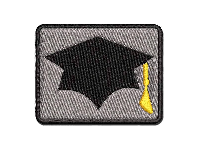 Graduation Cap Solid Multi-Color Embroidered Iron-On or Hook & Loop Patch Applique