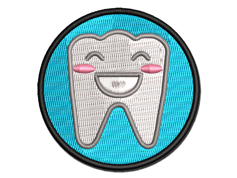 Happy Smiling Tooth Dentist Multi-Color Embroidered Iron-On or Hook & Loop Patch Applique