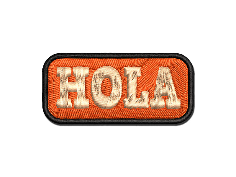 Hola Spanish Hi Hello Multi-Color Embroidered Iron-On or Hook & Loop Patch Applique
