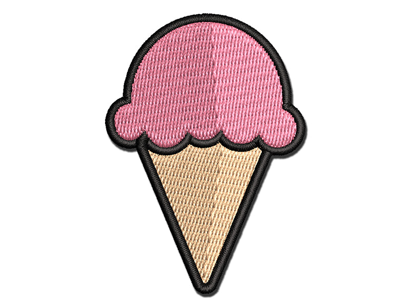 Ice Cream Cone Multi-Color Embroidered Iron-On or Hook & Loop Patch Applique