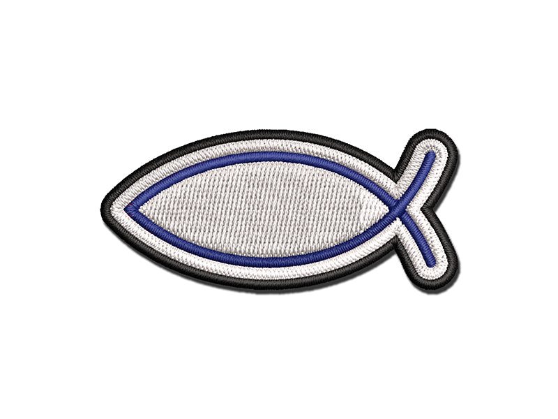 Ichthys Fish Christian Multi-Color Embroidered Iron-On or Hook & Loop Patch Applique