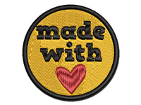 Made with Love Heart Multi-Color Embroidered Iron-On or Hook & Loop Patch Applique