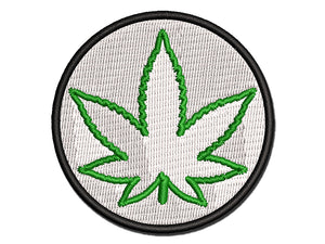 Marijuana Leaf Outline Multi-Color Embroidered Iron-On or Hook & Loop Patch Applique