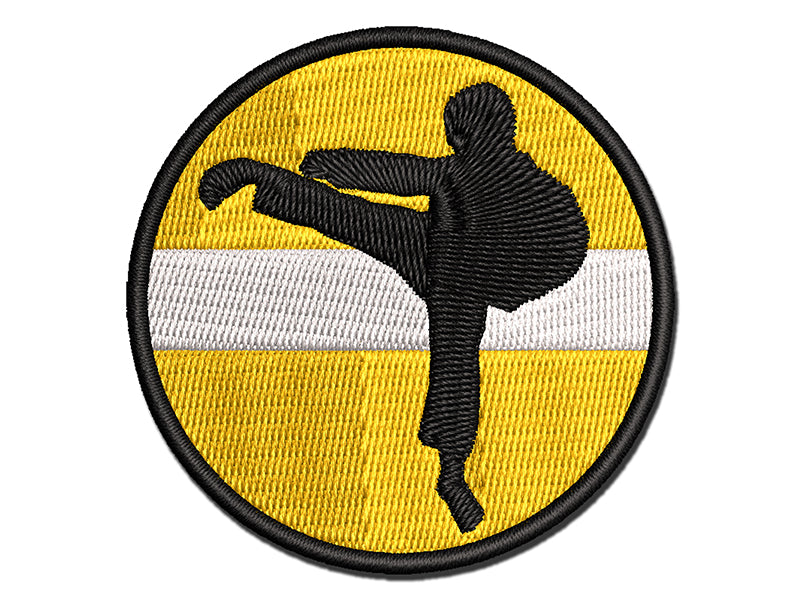 Martial Arts Karate Kick Solid Multi-Color Embroidered Iron-On or Hook & Loop Patch Applique
