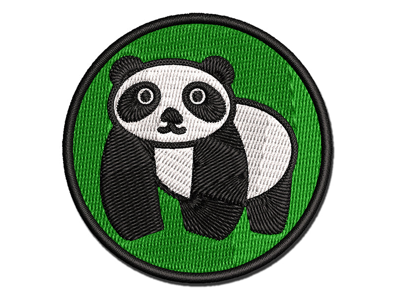 Panda Walking Doodle Multi-Color Embroidered Iron-On or Hook & Loop Patch Applique