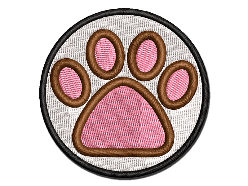 Paw Print Outline Dog Cat Multi-Color Embroidered Iron-On or Hook & Loop Patch Applique