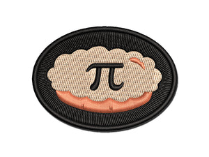 Pi Symbol on Pie Multi-Color Embroidered Iron-On or Hook & Loop Patch Applique