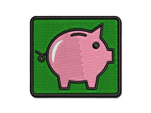 Piggy Bank Outline Multi-Color Embroidered Iron-On or Hook & Loop Patch Applique