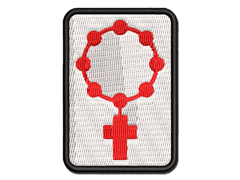 Rosary Catholic Symbol Multi-Color Embroidered Iron-On or Hook & Loop Patch Applique