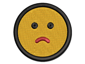 Sad Frown Face Emoticon Multi-Color Embroidered Iron-On or Hook & Loop Patch Applique