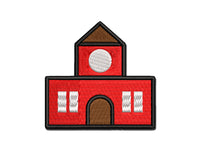 School Building Icon Multi-Color Embroidered Iron-On or Hook & Loop Patch Applique