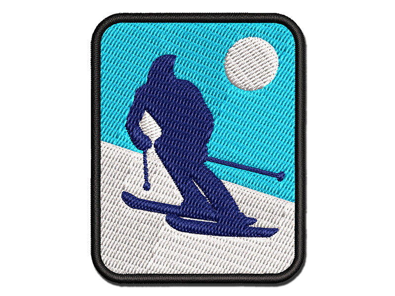 Skiing Skier Solid Multi-Color Embroidered Iron-On or Hook & Loop Patch Applique