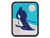 Skiing Skier Solid Multi-Color Embroidered Iron-On or Hook & Loop Patch Applique