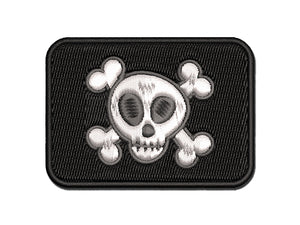 Skull and Crossbones Doodle Multi-Color Embroidered Iron-On or Hook & Loop Patch Applique