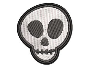 Skull Doodle Multi-Color Embroidered Iron-On or Hook & Loop Patch Applique