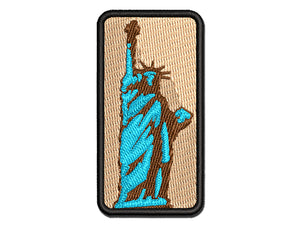 Statue of Liberty Sketch Multi-Color Embroidered Iron-On or Hook & Loop Patch Applique