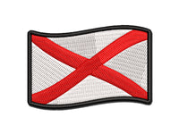 Alabama with Waving Flag Cute Multi-Color Embroidered Iron-On or Hook & Loop Patch Applique