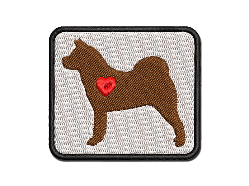 American Akita Dog with Heart Multi-Color Embroidered Iron-On or Hook & Loop Patch Applique