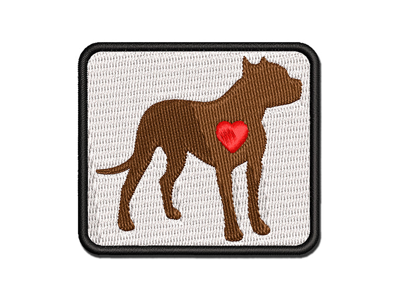 American Pit Bull Terrier Dog with Heart Multi-Color Embroidered Iron-On or Hook & Loop Patch Applique