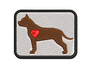 American Staffordshire Terrier Amstaff Dog with Heart Multi-Color Embroidered Iron-On or Hook & Loop Patch Applique