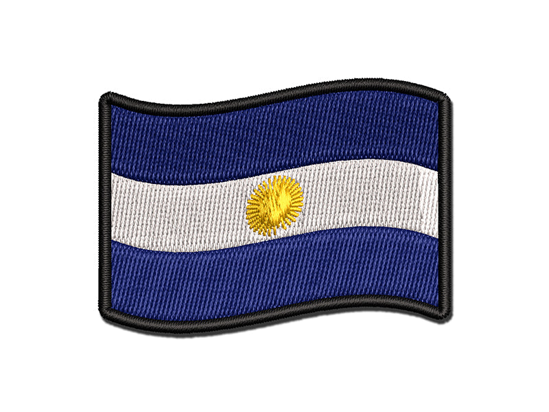 Argentina with Waving Flag Cute Multi-Color Embroidered Iron-On or Hook & Loop Patch Applique