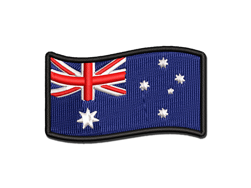 Australia with Waving Flag Cute Multi-Color Embroidered Iron-On or Hook & Loop Patch Applique