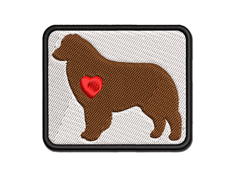 Australian Shepherd Dog Aussie with Heart Multi-Color Embroidered Iron-On or Hook & Loop Patch Applique