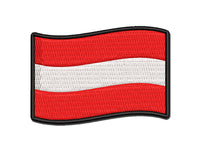 Austria with Waving Flag Cute Multi-Color Embroidered Iron-On or Hook & Loop Patch Applique