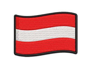 Austria with Waving Flag Cute Multi-Color Embroidered Iron-On or Hook & Loop Patch Applique
