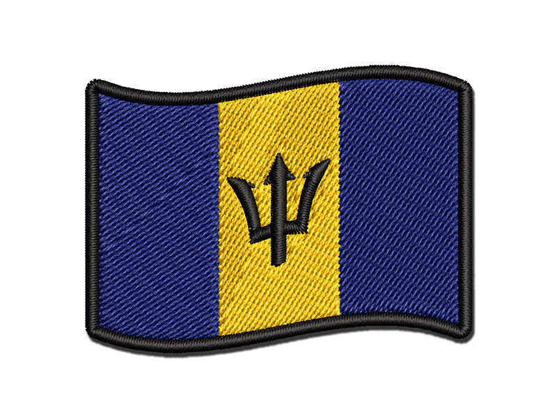 Barbados with Waving Flag Cute Multi-Color Embroidered Iron-On or Hook & Loop Patch Applique