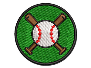 Baseball Crossed Bats Multi-Color Embroidered Iron-On or Hook & Loop Patch Applique