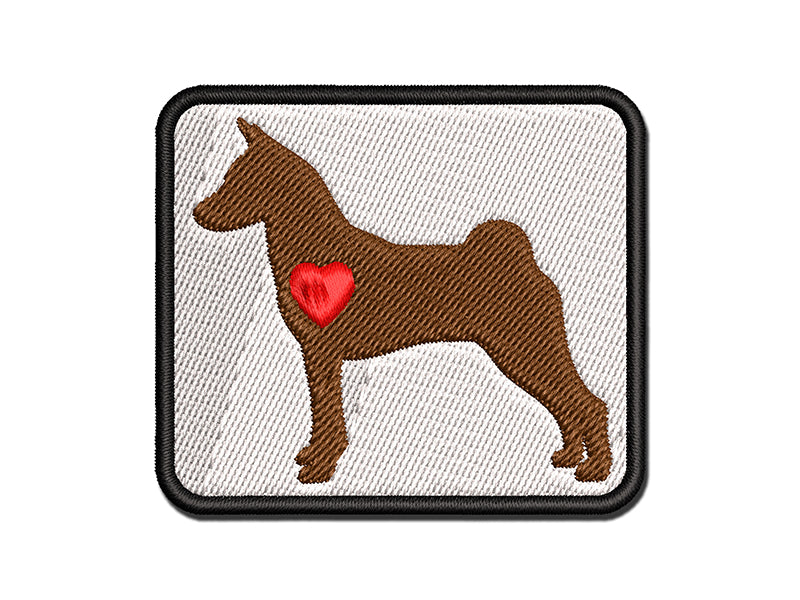 Basenji Dog with Heart Multi-Color Embroidered Iron-On or Hook & Loop Patch Applique