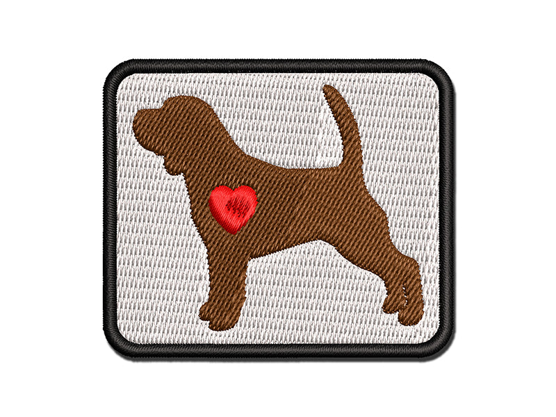 Beagle Dog with Heart Multi-Color Embroidered Iron-On or Hook & Loop Patch Applique