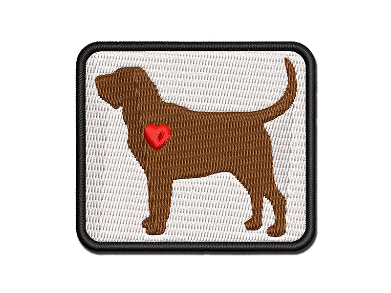 Bloodhound Dog with Heart Multi-Color Embroidered Iron-On or Hook & Loop Patch Applique