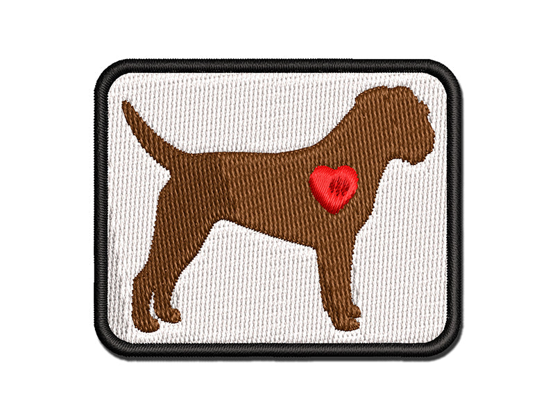 Border Terrier Dog with Heart Multi-Color Embroidered Iron-On or Hook & Loop Patch Applique