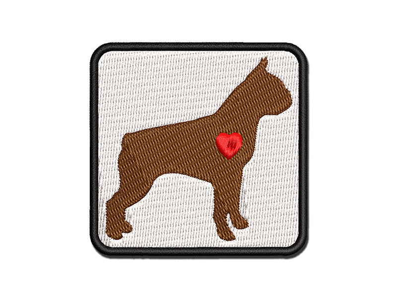 Boston Terrier Dog with Heart Multi-Color Embroidered Iron-On or Hook & Loop Patch Applique
