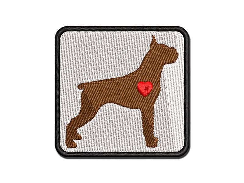 Boxer Dog with Heart Multi-Color Embroidered Iron-On or Hook & Loop Patch Applique