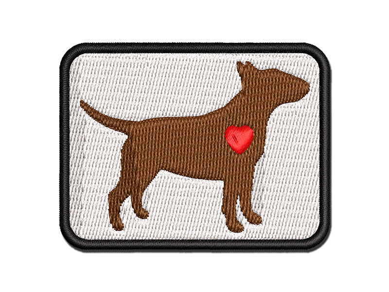Bull Terrier Dog with Heart Multi-Color Embroidered Iron-On or Hook & Loop Patch Applique