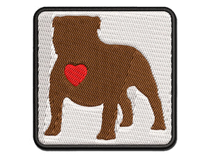 Bulldog English British Dog with Heart Multi-Color Embroidered Iron-On or Hook & Loop Patch Applique