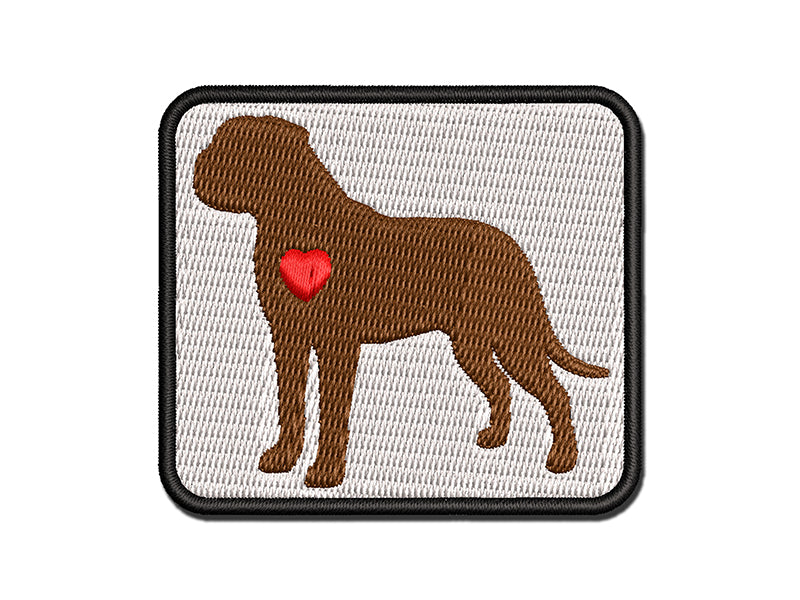 Bullmastiff Dog with Heart Multi-Color Embroidered Iron-On or Hook & Loop Patch Applique