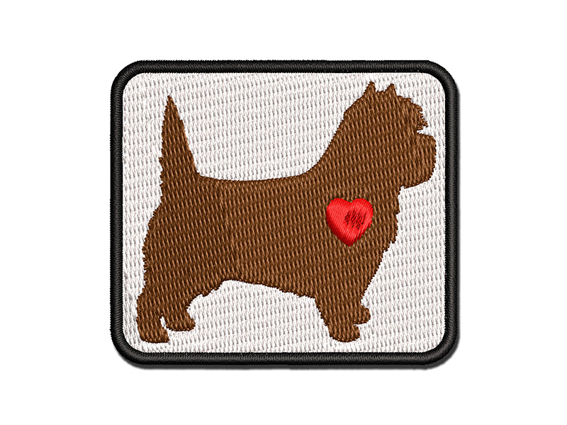 Cairn Terrier Dog with Heart Multi-Color Embroidered Iron-On or Hook & Loop Patch Applique