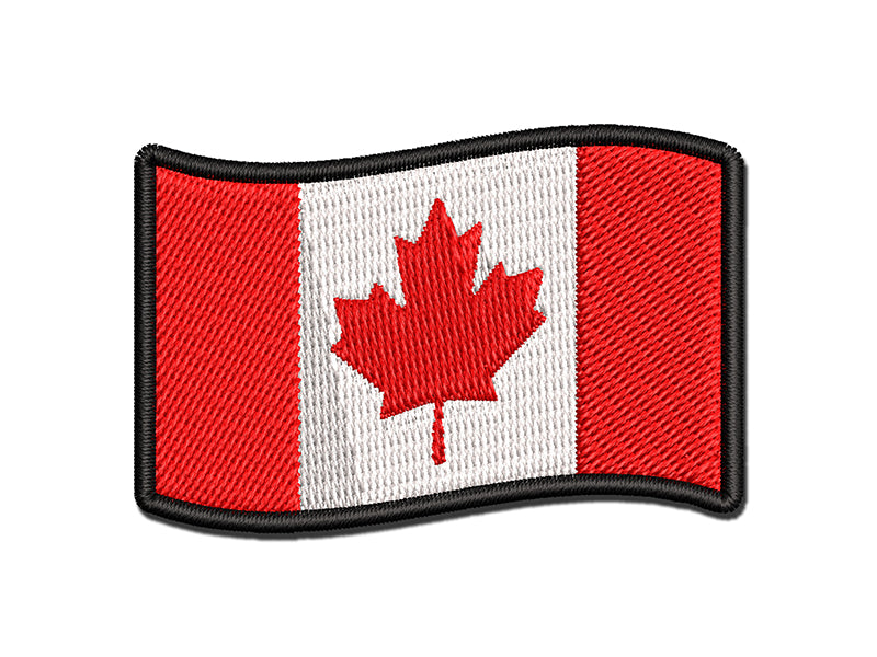 Canada with Waving Flag Cute Multi-Color Embroidered Iron-On or Hook & Loop Patch Applique